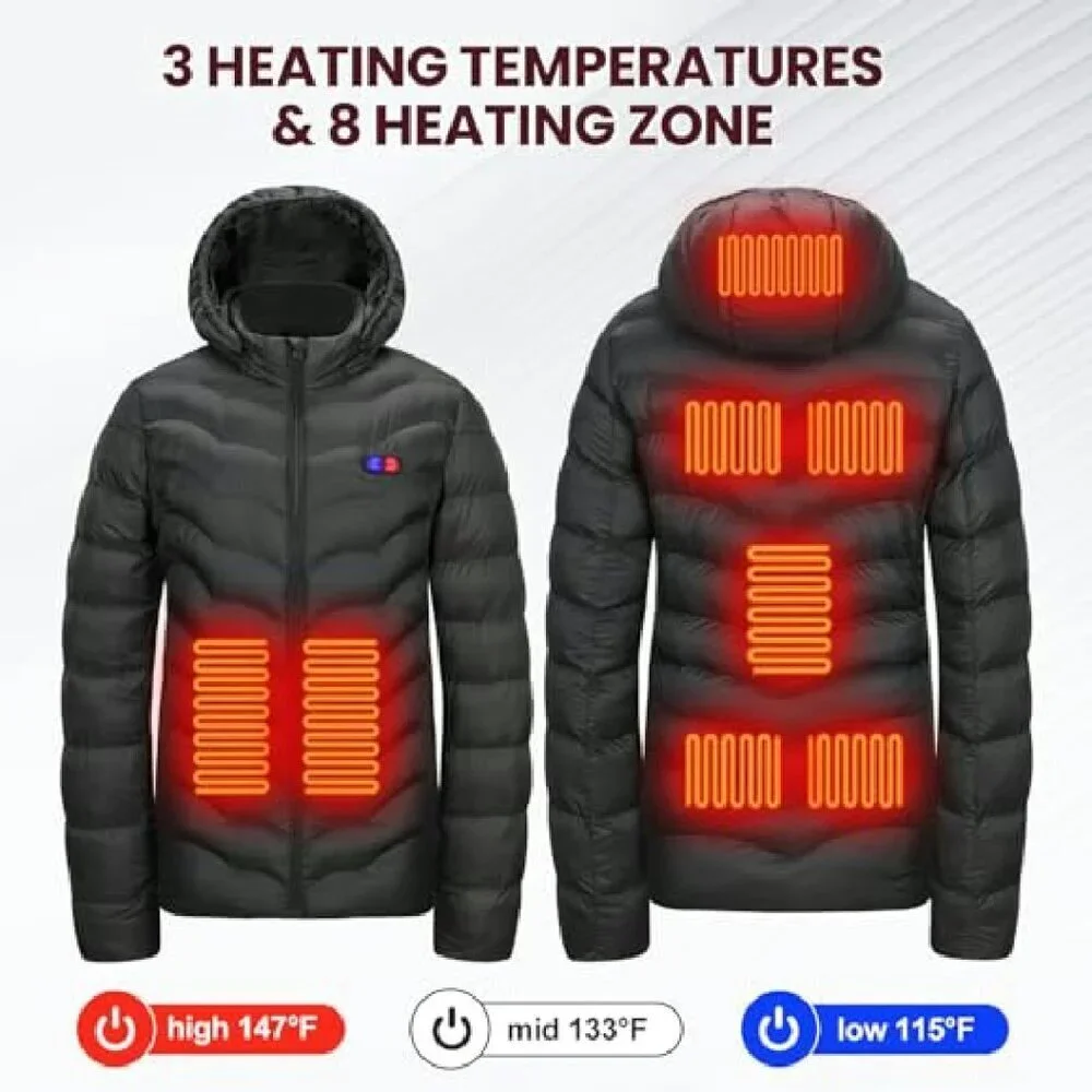 Women's Heated Jacket with Battery Pack, 8 Heating Zones, Water-Resistant